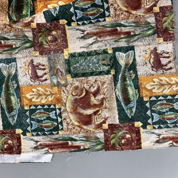 Great Northwest Krista Hamrick Hunting Fishing Cabin Cotton Fabric 1.5 Yards - Picture 6 of 13